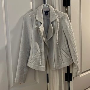 Lane Bryant cream tweed moto jacket size 14